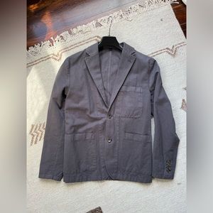 J Crew Garment-Dyed Linen/Cotton Blend Suit Jacket in Petrol